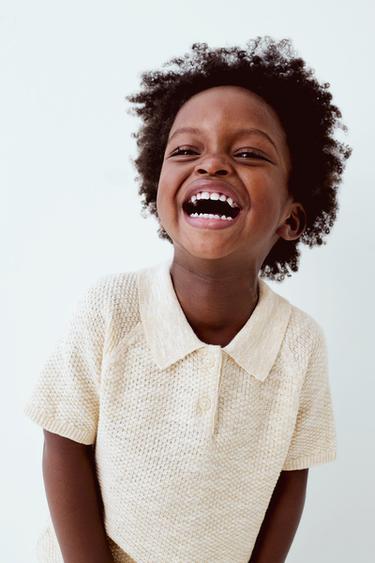 Zara POLO DŽEMPER SA TEKSTUROM – svetlobež