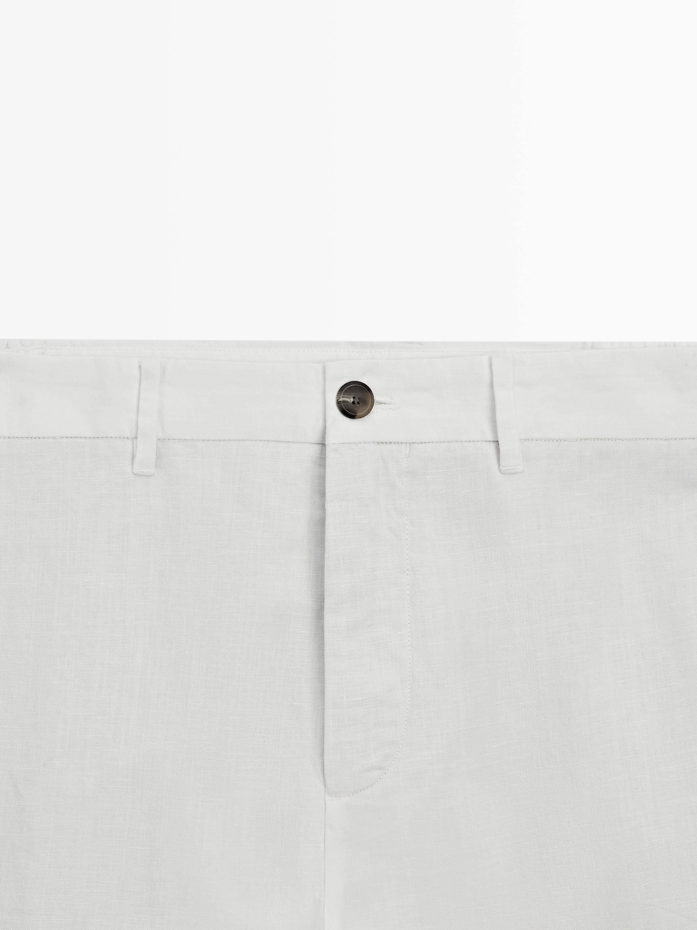 Linen blend tapered fit trousers