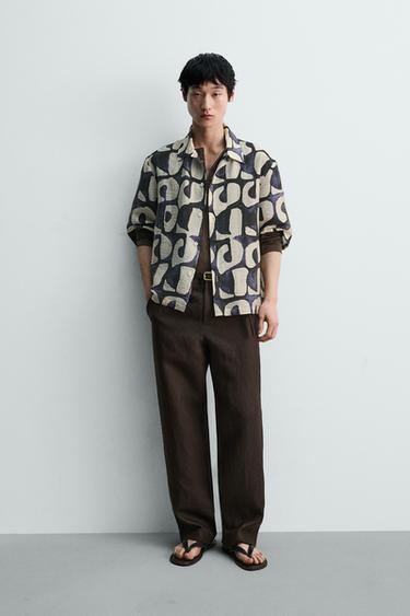 GEOMETRIC PRINT SHIRT - Dark navy by Zara