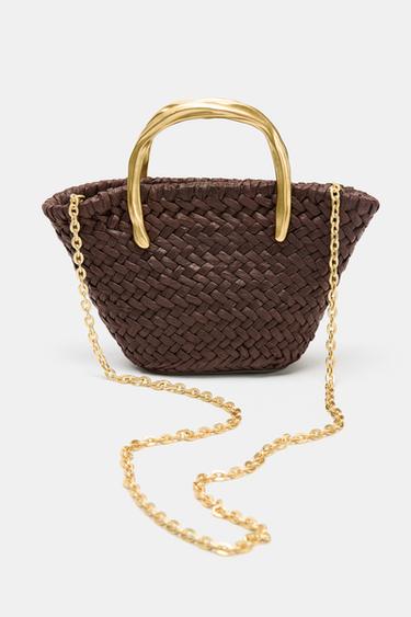 MINI CAPAZO DETALLE ASA METÁLICA - Chocolate de Zara