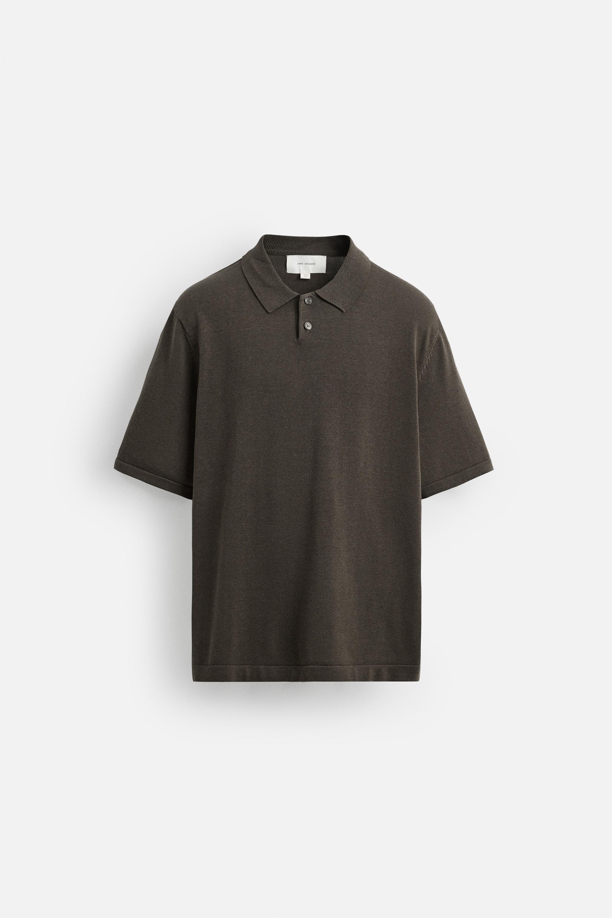 トップス Apartment Three CottonBlend Knitted Polo COTTON BLEND KNIT POLO SHIRT - Black / Brown | ZARA United