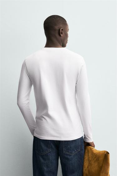BASIC SLIM FIT T-SHIRT - White by Zara - Image 2