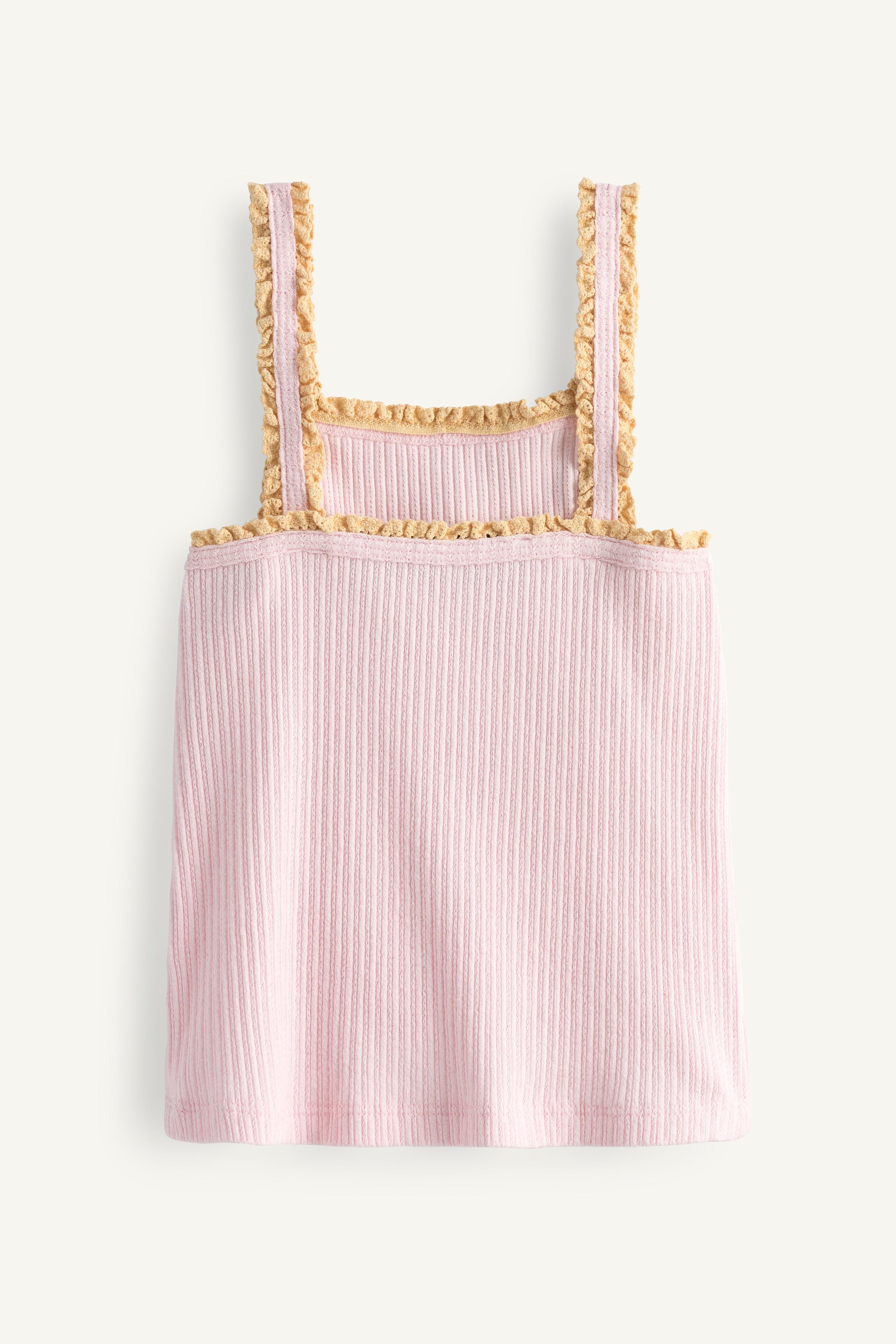 LIMITED EDITION CONTRAST LACE RIB STRAP TOP