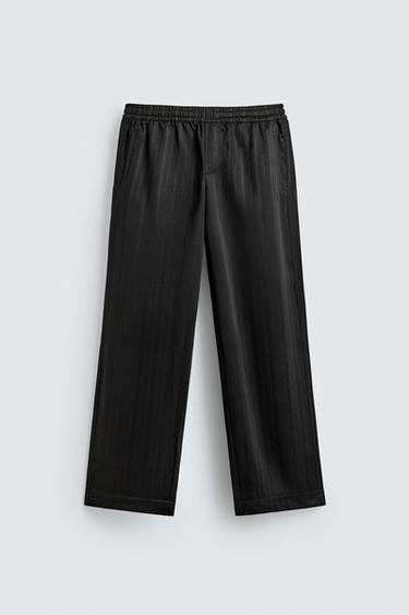 PANTALÓN JOGGER JACQUARD RAYAS - Negro de Zara