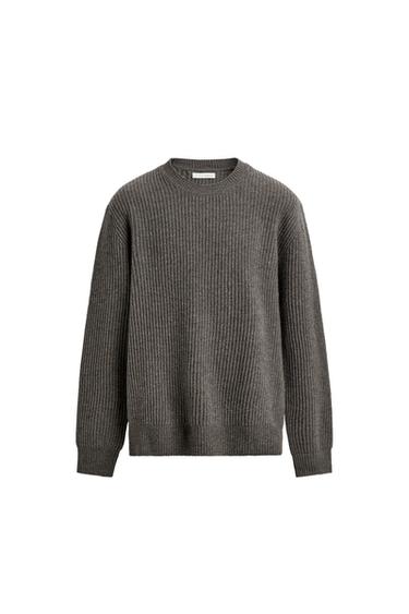 TEXTURED WOOL JUMPER - Grey green by Zara