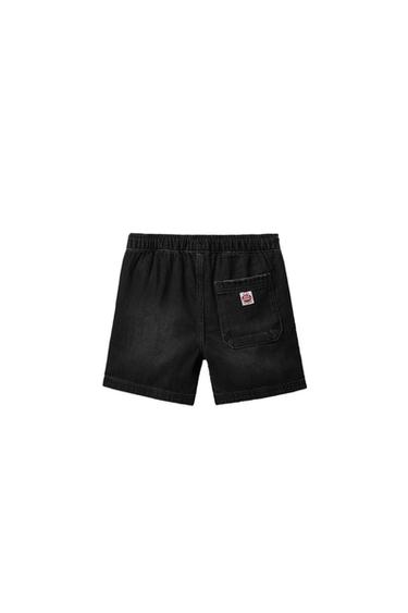 DENIM BERMUDA SHORTS WITH LABEL - Black by Zara - Image 1