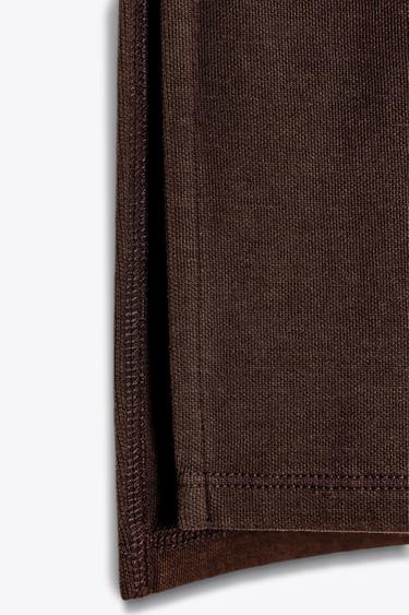 INTERLOCK-T-SHIRT MIT WASHED-EFFEKT - Dunkelbraun von Zara