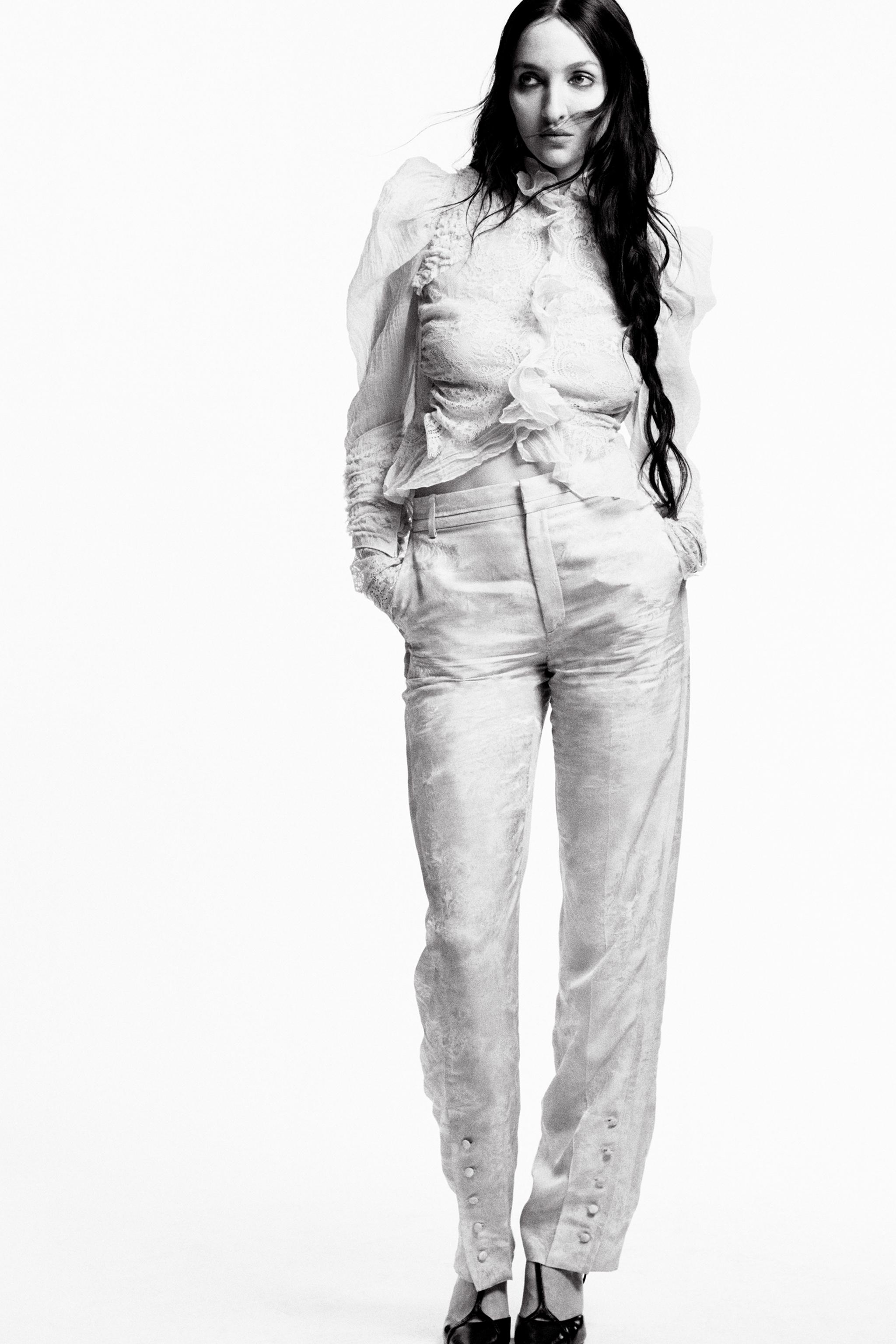 CHEMISE À VOLANTS ET MATIÈRES VARIÉES ZW COLLECTION LIMITED EDITION