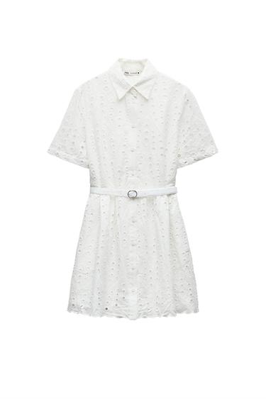 EMBROIDERED EYELET MINI DRESS ZW COLLECTION