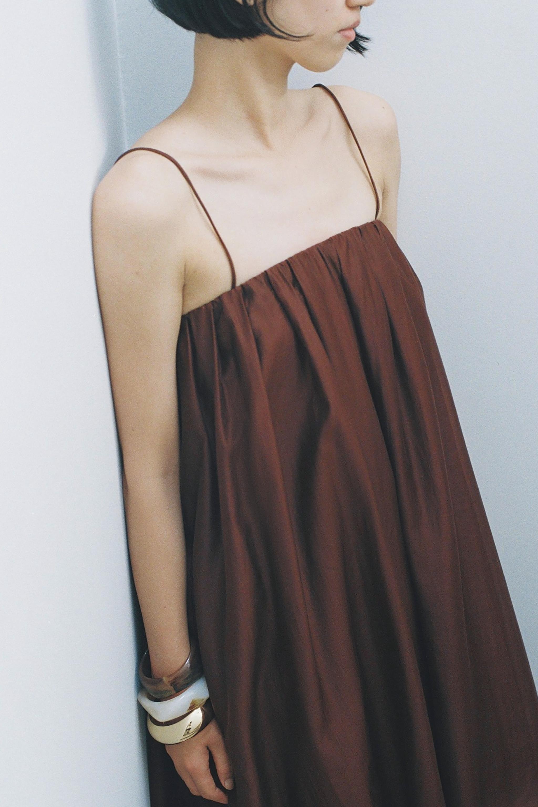 ZARA ZW COLLECTION サテンロングワンピース 8040/019 ZW COLLECTION SATIN VOLUME DRESS - Pink | ZARA United States