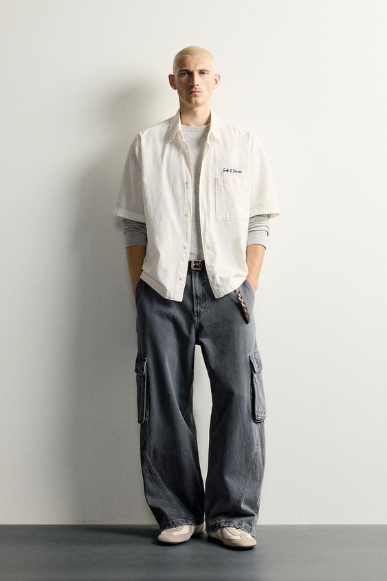 CAMISA RELAXED FIT BORDADO COMBINADO - Blanco de Zara - Imagen 0