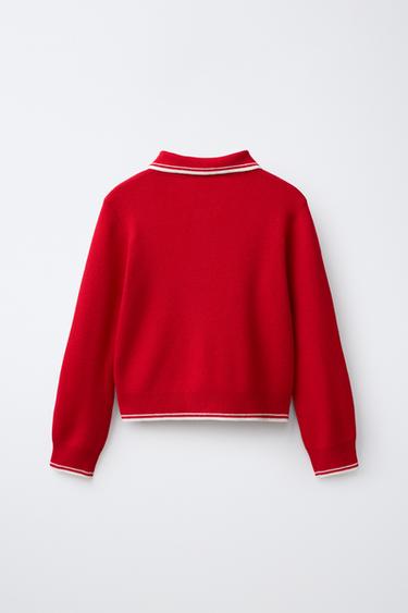 KNIT ZIP-UP JUMPER — Red 2