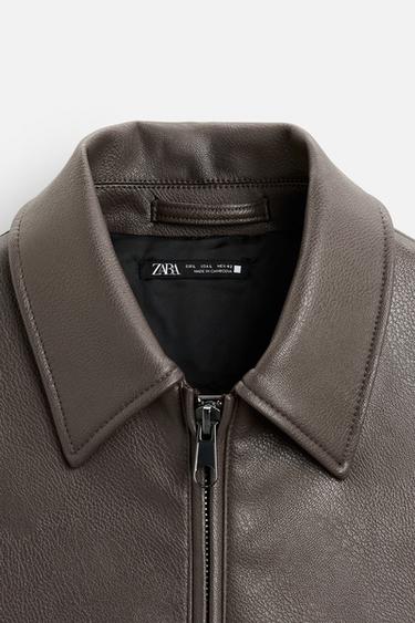 VESTE À POCHES EN MATIÈRE SYNTHÉTIQUE - Gris de Zara - Image 7