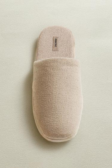 LINEN BLEND FLATFORM SLIPPERS - Taupe Grey by Zara - Image 5