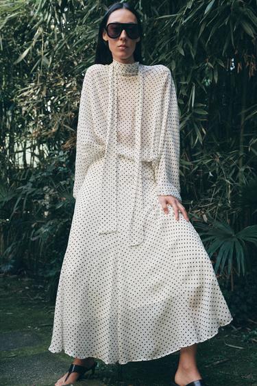 CAMICETTA A POIS ZW COLLECTION - Bianco / Nero di Zara