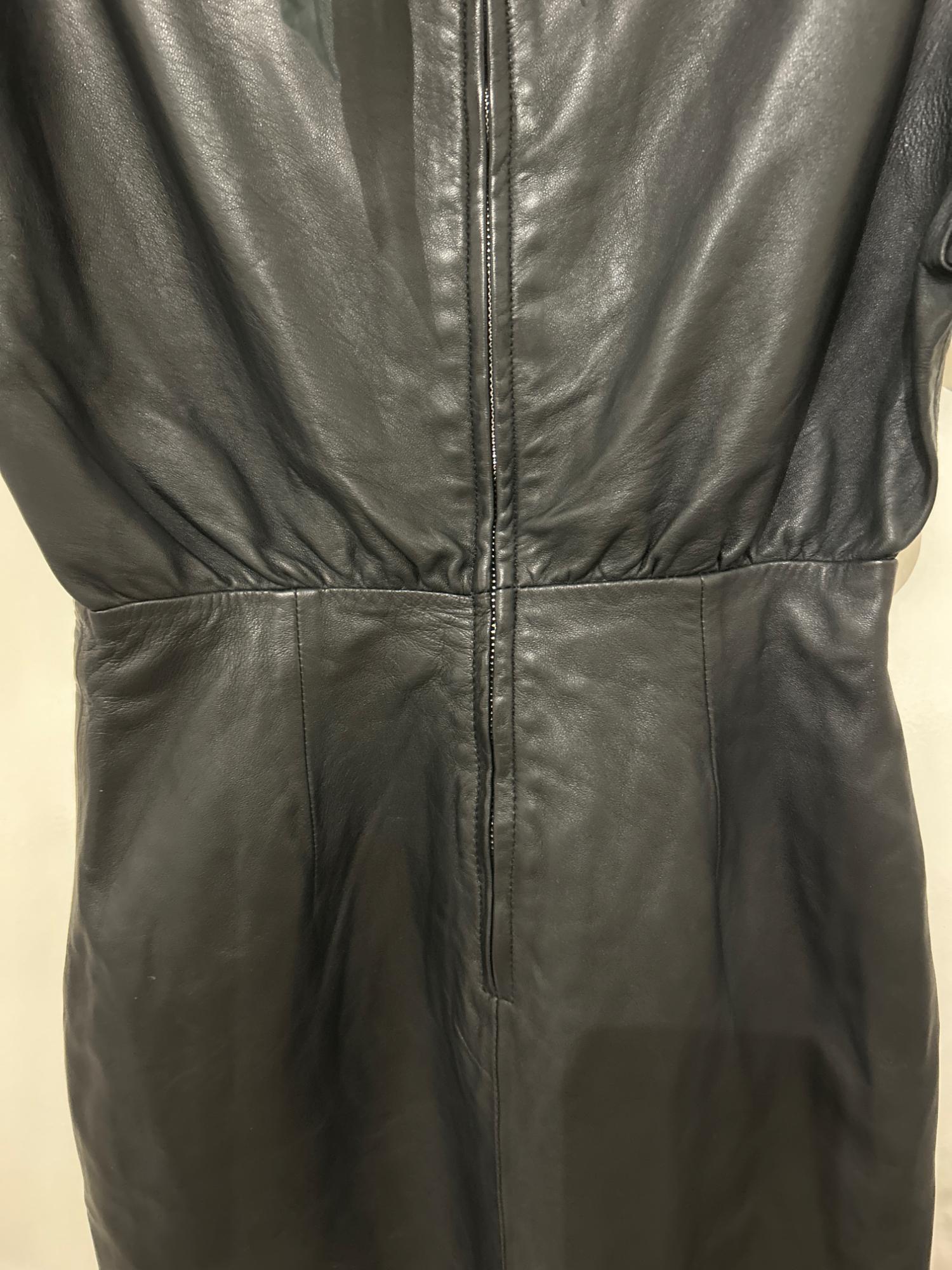 LEATHER DRESS WITH SCARF DETAIL