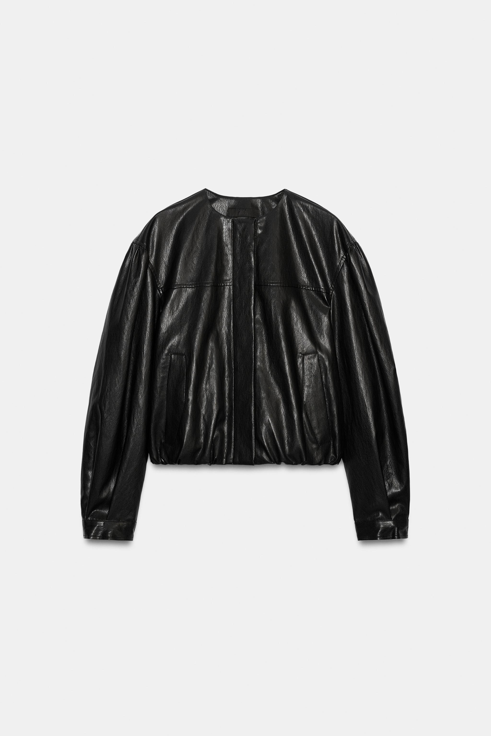 FAUX LEATHER BALLOON JACKET - Black | ZARA United States