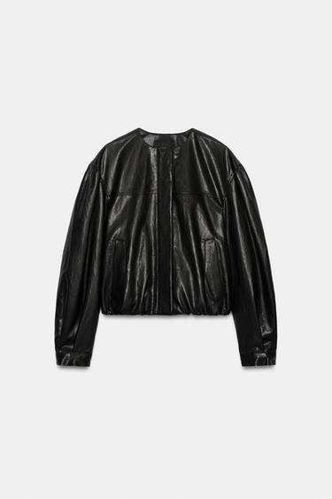 LEATHER EFFECT BALLOON JACKET - Black by Zara - Image 5