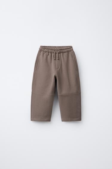 PANTALON EN MOLLETON DROIT AVEC LOGO EN RELIEF - Marron clair de Zara - Image 0