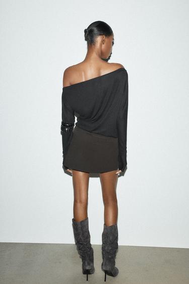 SKORT WITH BELT - Chocolate brown by Zara - Image 3