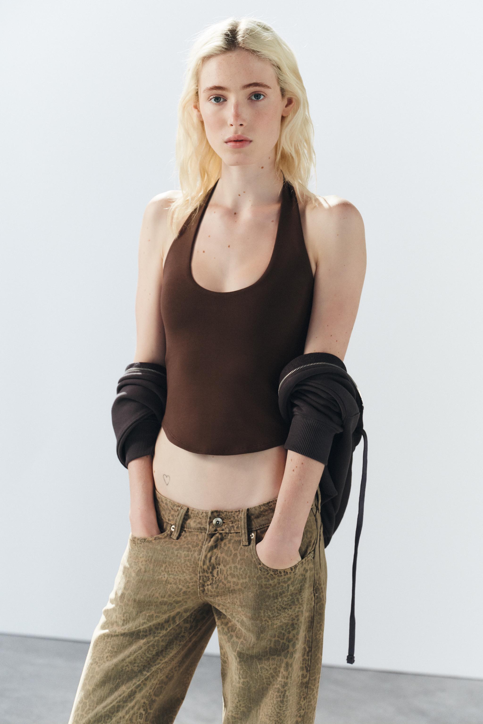 Zara YUvarlak ETEKLİ HALTER TOP görsel 2