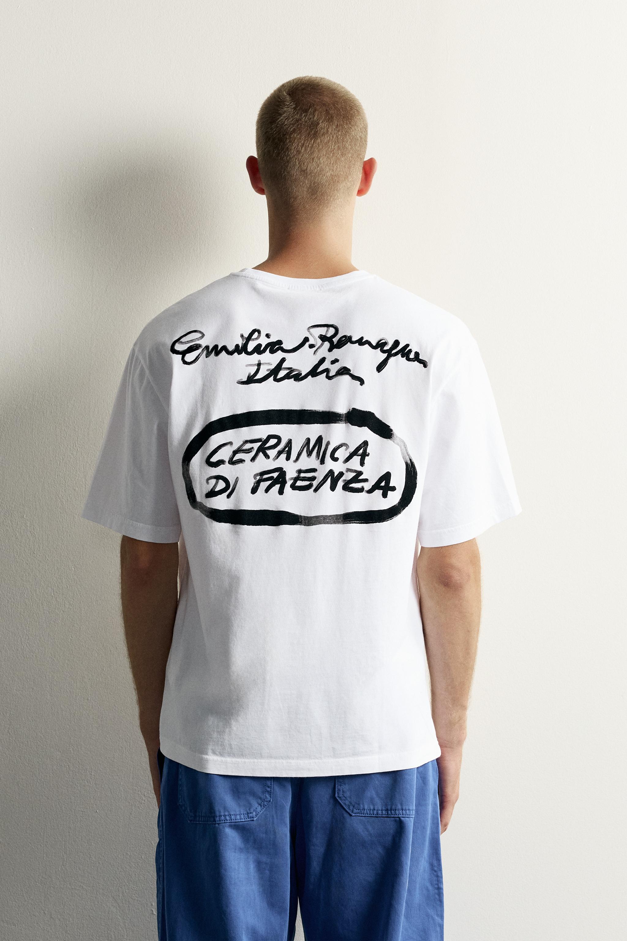 Мужские футболки Zara RELAXED FIT CERAMIC PRINT T-SHIRT — фото 3