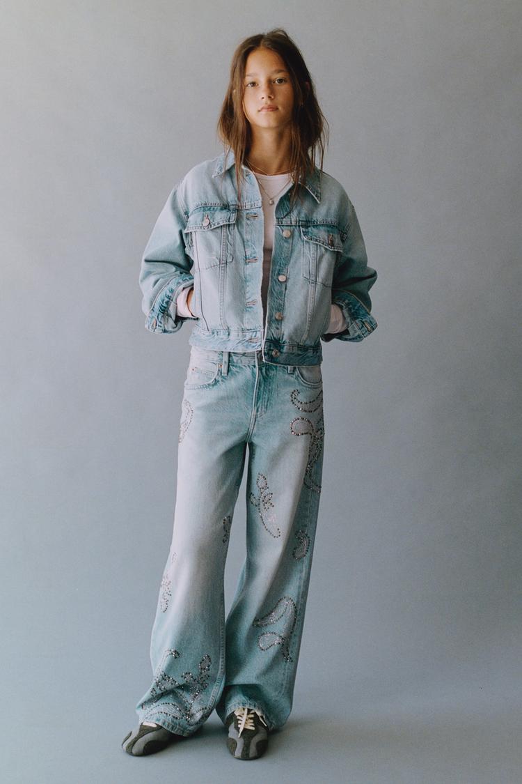 Jeans wide leg tachas