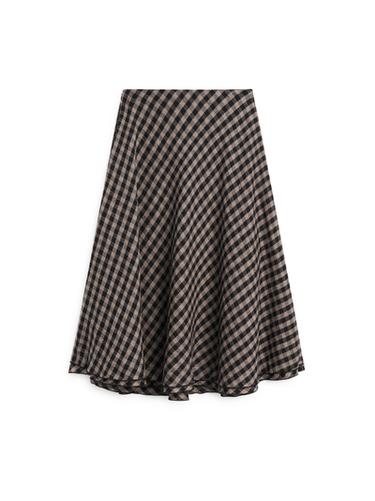 Jupe évasée à carreaux - Noir de Zara