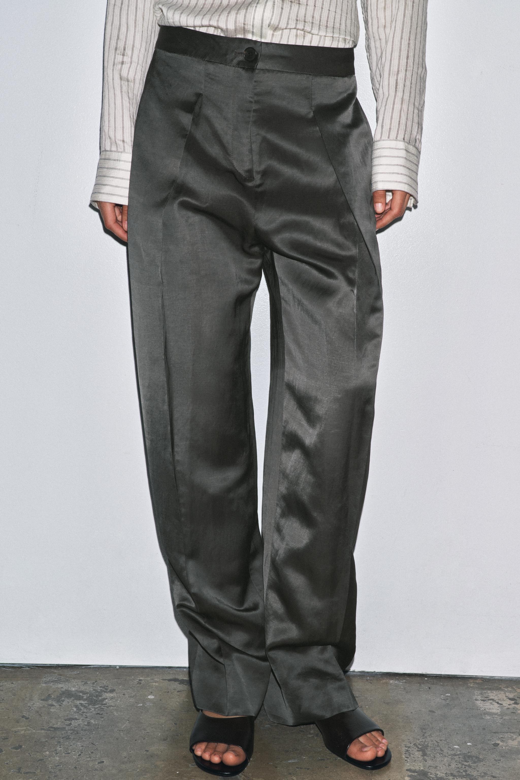 PANTALON SATINÉ AVEC LIN ZW COLLECTION