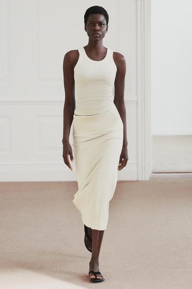 RUSTIC RIBBED SKIRT - Ecru by Zara