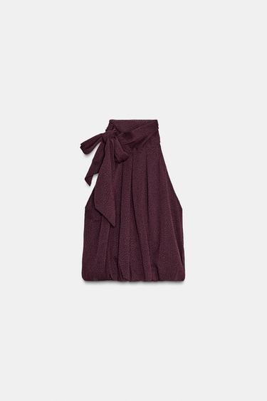 Zara BALLOON HALTER TOP - Burgundy