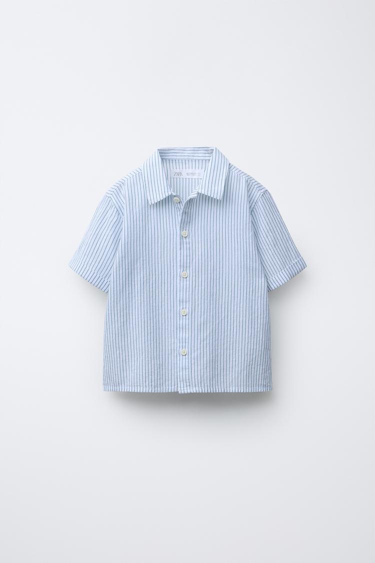 CAMISA RAYAS TEXTURA Verde Crudo ZARA Mexico