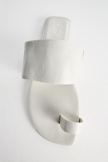 FLACHE LEDERSANDALE LIMITED EDITION - Weiß von Zara