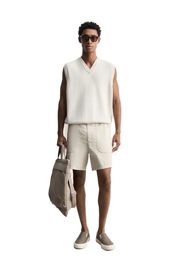 COTTON KNIT WAISTCOAT - Stone by Zara