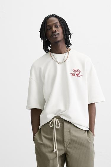 T-SHIRT WITH CONTRAST PRINTS - White by Zara