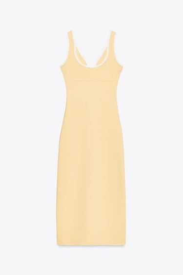 LONG CONTRAST DRESS - Yellow by Zara - Image 6