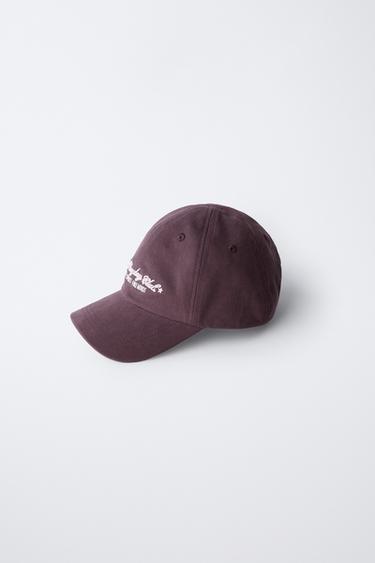 FADED-EFFECT CAP WITH EMBROIDERED TEXT - Purple marl by Zara - Image 1