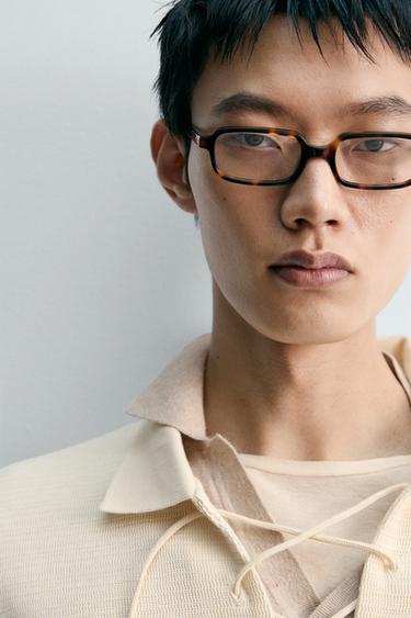 Zara 紋理抽繩POLO衫 - 磨白色