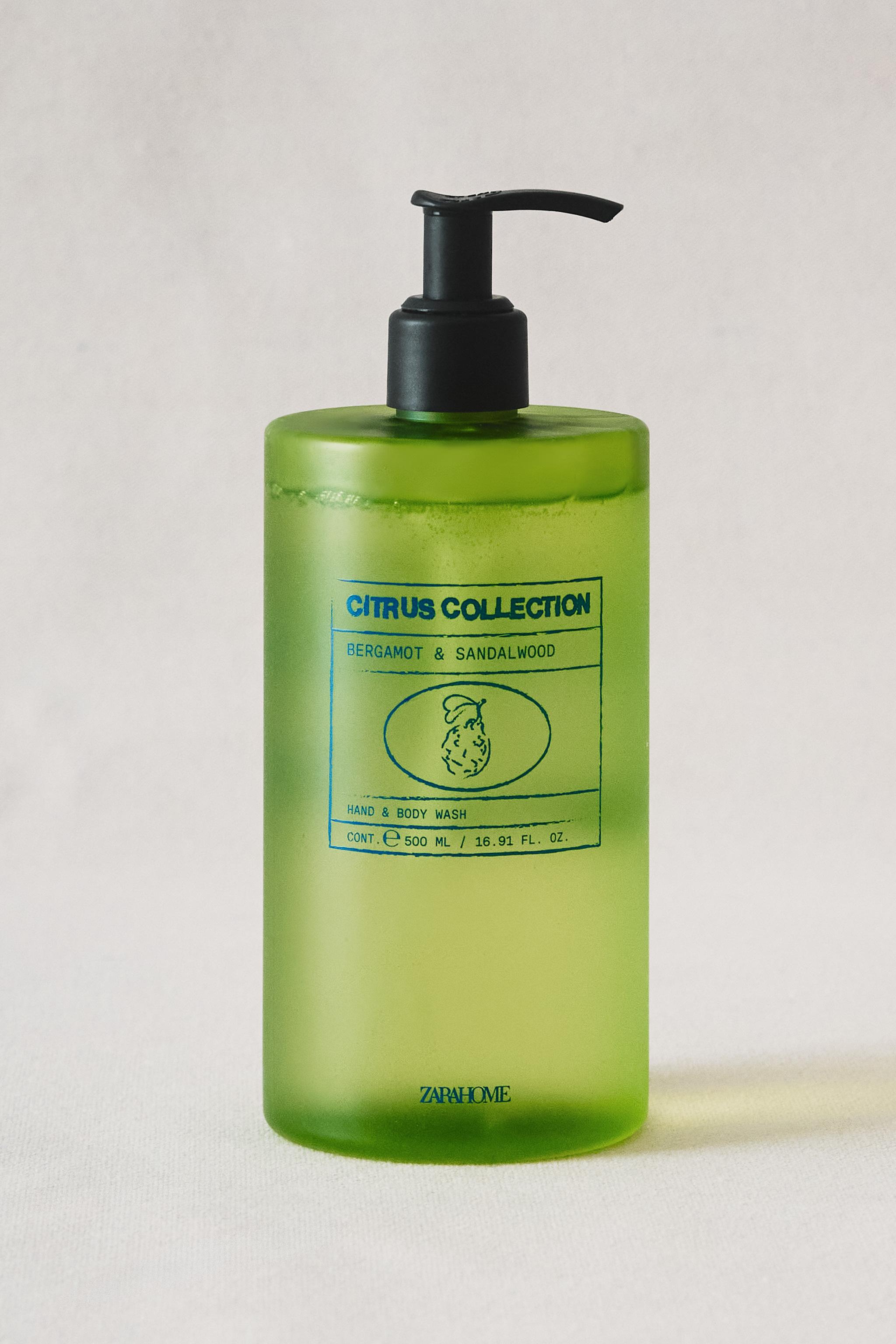 BERGAMOT & SANDALWOOD LIQUID HAND AND BODY SOAP (500 ML) — Ecru / Green