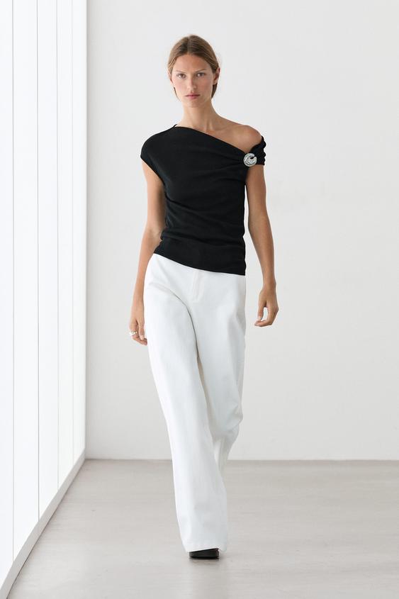 Asymmetric top with rhinestone detail from Zara - $70