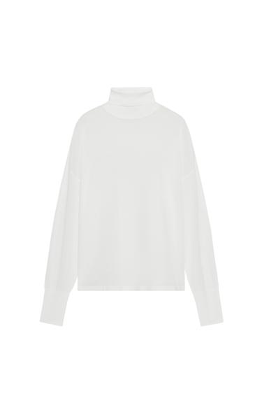 JERSEY PUNTO EXTRAFINO CUELLO SUBIDO - Blanco de Zara