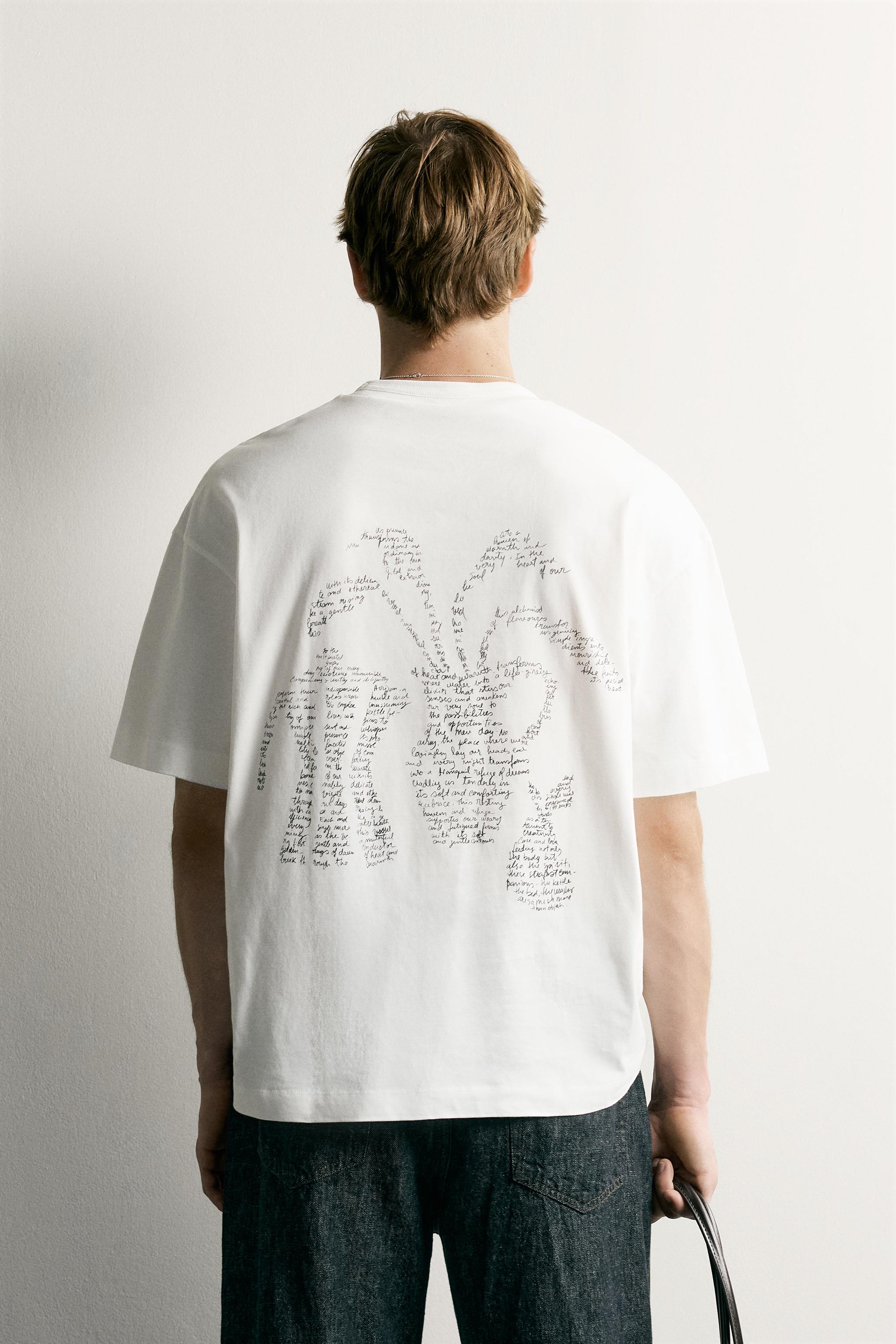 Мужские футболки Zara RELAXED FIT FLORAL LETTERING T-SHIRT — фото 3