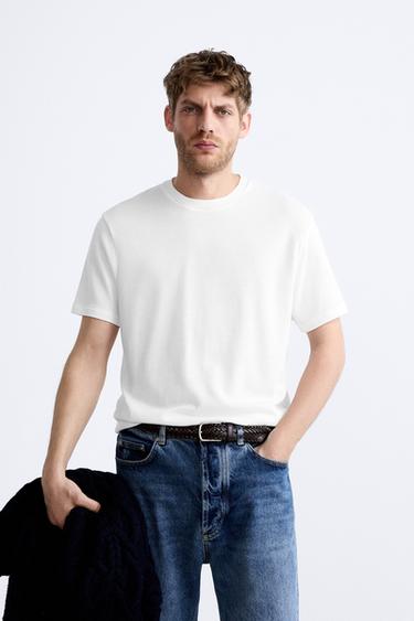 KNITTED COTTON T-SHIRT - White by Zara