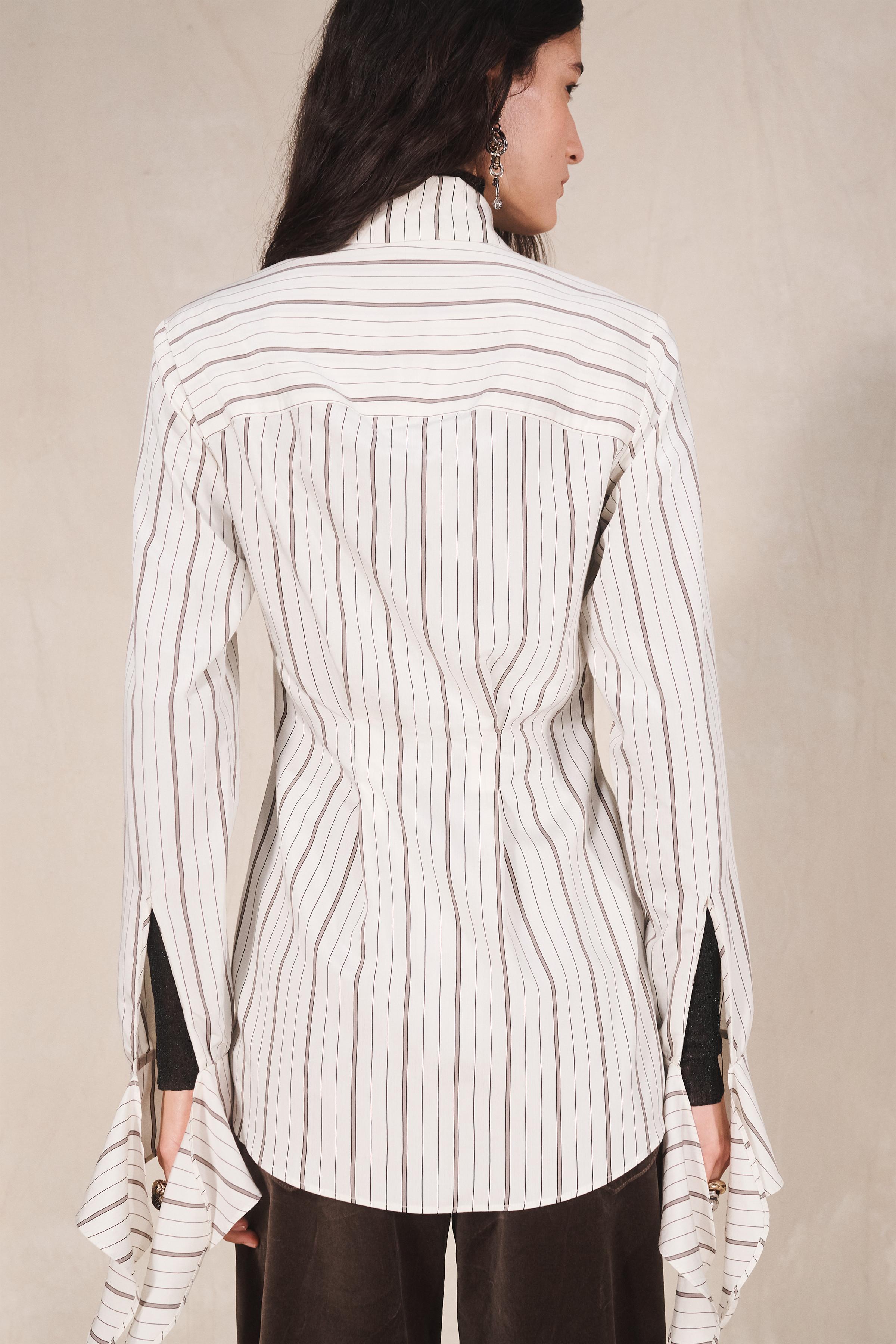 LIMITED EDITION STRIPED MOCK NECK SHIRT