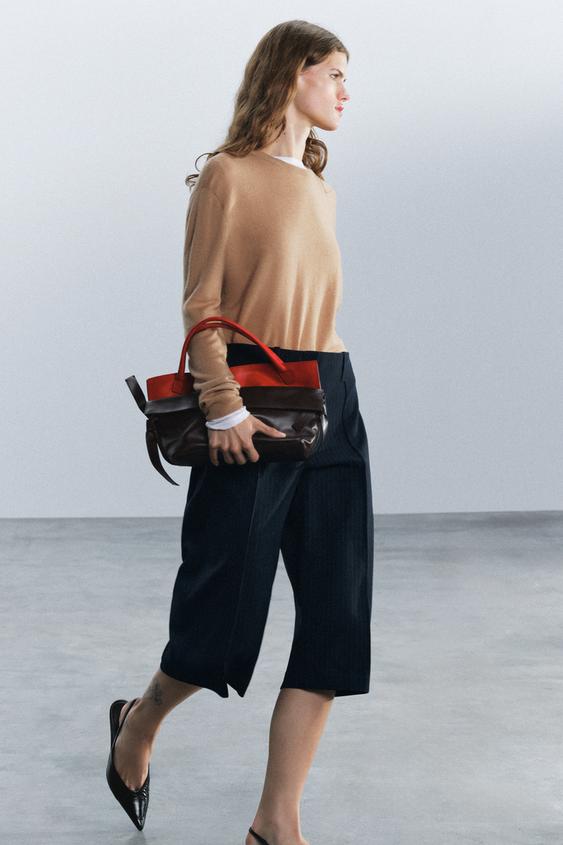 Zara LEATHER FLAP BAG - Chocolate - Image 0
