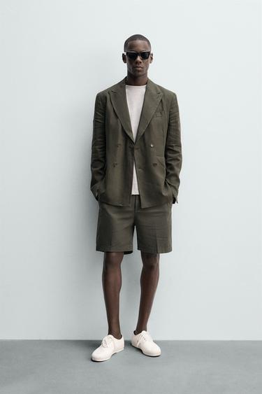 Zara 標準版休閒短褲 - 卡其色