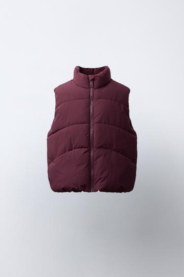 WATER-REPELLENT PLAIN GILET - Dark plum by Zara
