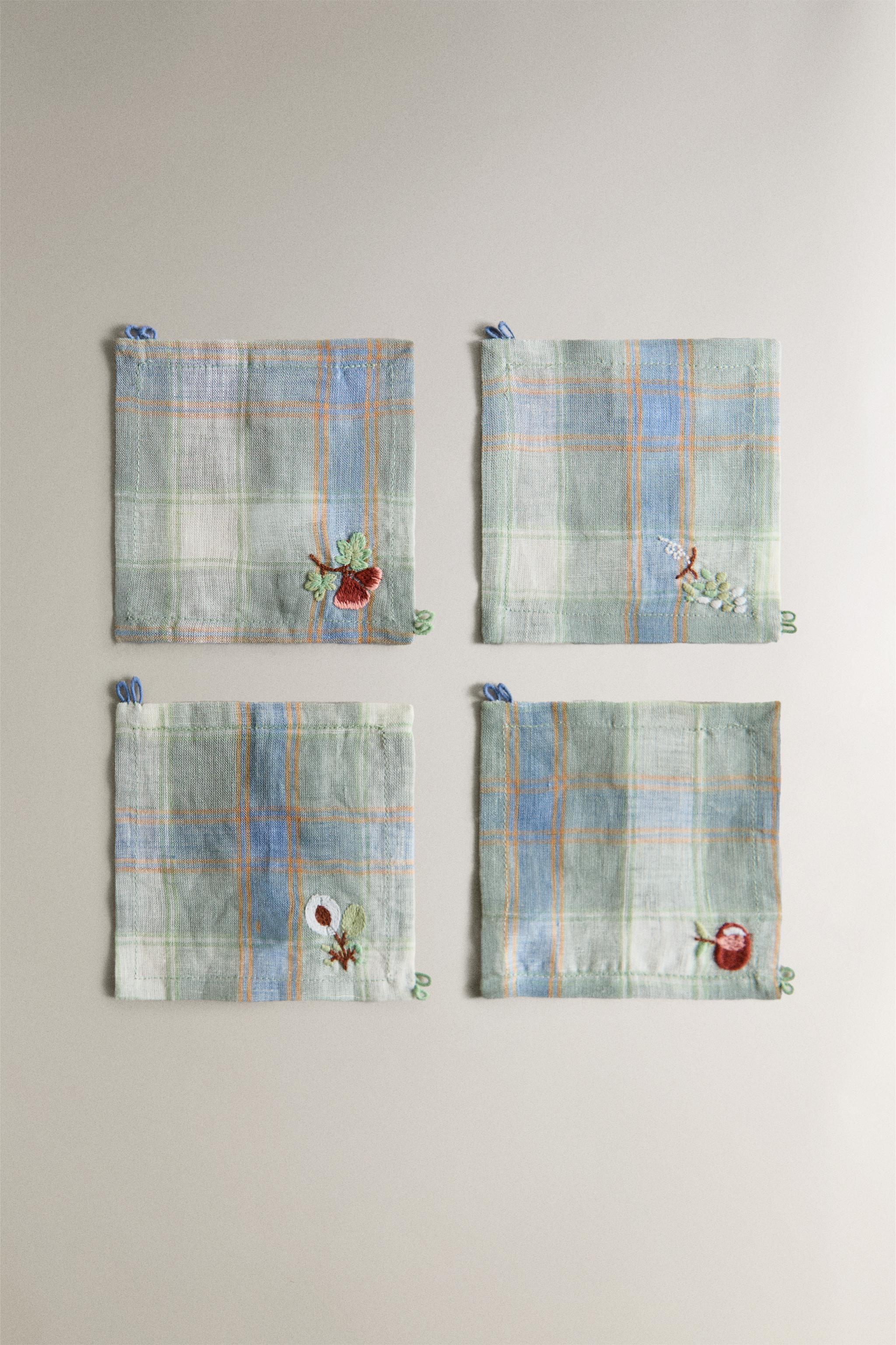 LOT SOUS-VERRE LIN CARRÉS (LOT DE 4)