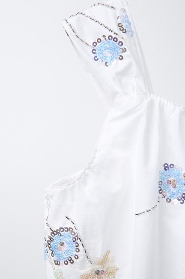 TOP BALLON FANTAISIE FLEURS - Blanc de Zara - Image 2