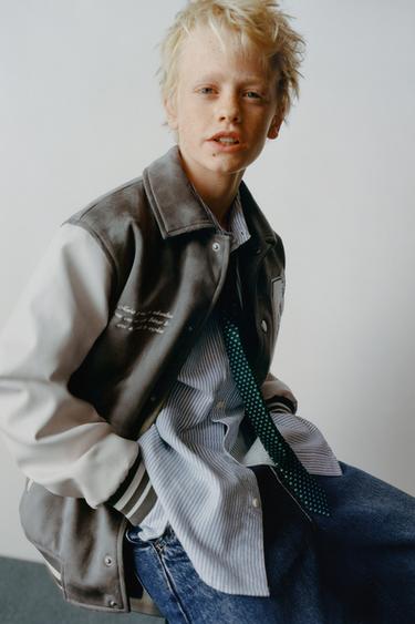 CAZADORA BOMBER COMBINADA EFECTO ANTE - Gris de Zara
